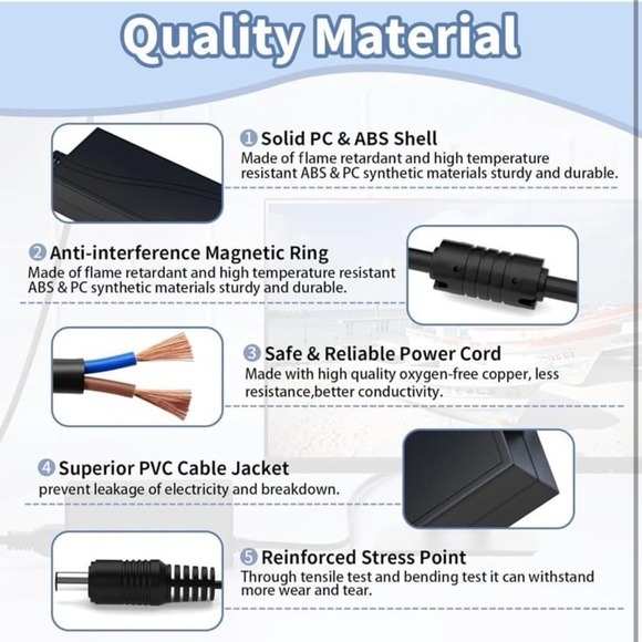 12V 5A Power Supply, Waysse Power Supply Adapter, AC DC Converter 100-220V to 12 - Picture 6 of 11